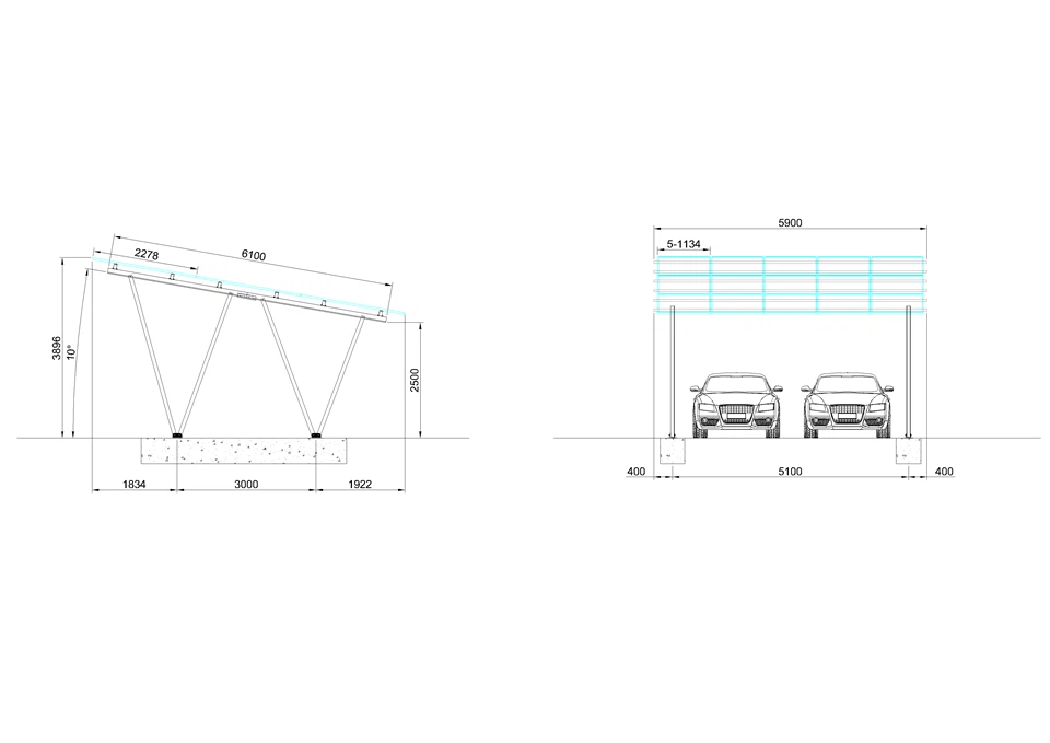Home Used Car Parking For Solar Panel Mount